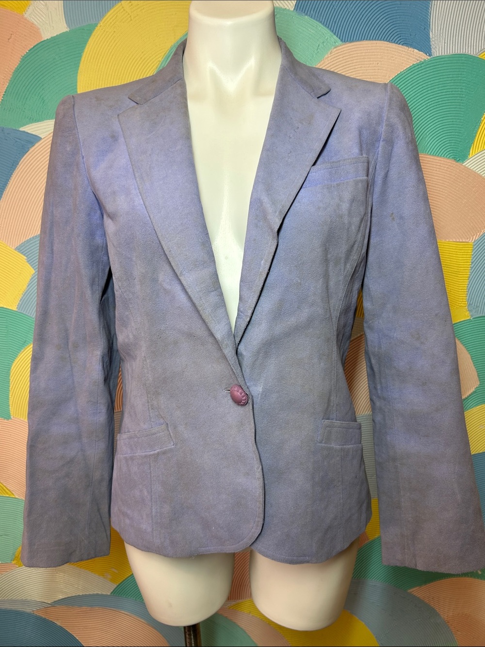 Vintage Abe Schrader Women's Lavender Suede Single-Button Blazer sz 8
